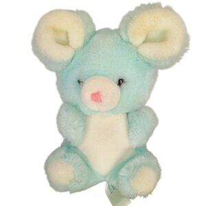 Vintage Russ Berrie Blue Plush Mouse Toy‎ 6" Soft Stuffed Animal Collectible